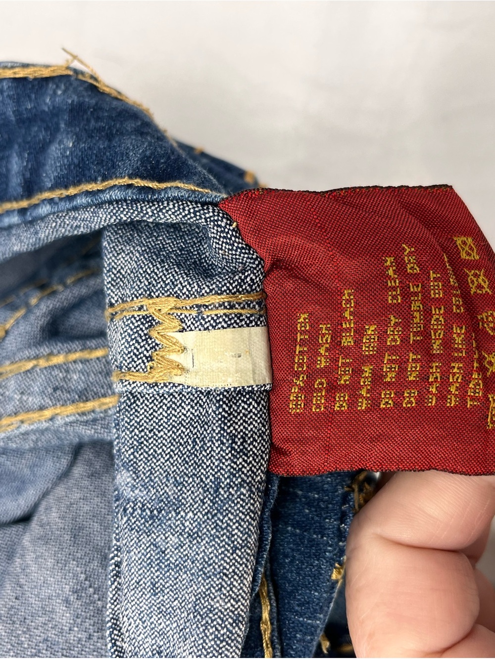 Y2K True Religion Dark Blue Denim Bootcut Jeans with Gold Stitching - Picture 7 of 7